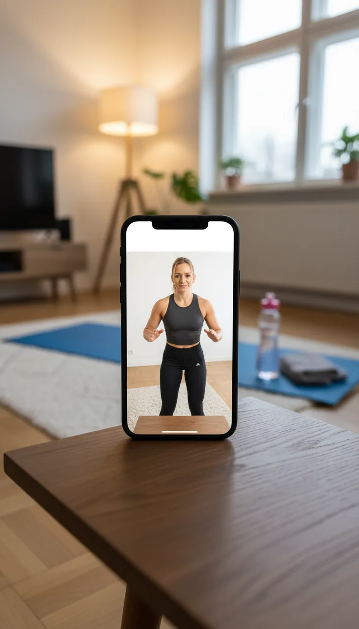 Smartphone showing video coaching session with Kristina