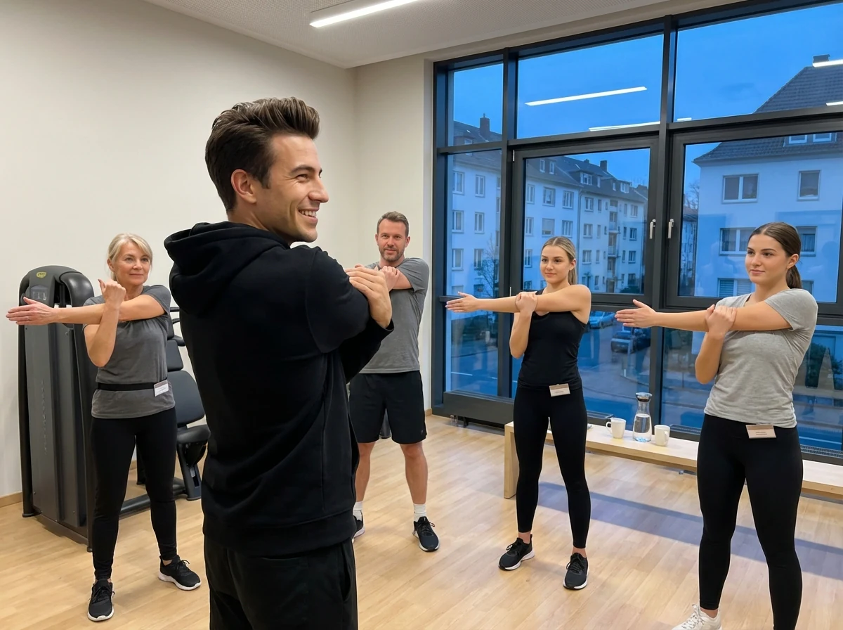 Coach James beim Team-Coaching vor der Frühschicht im Hotel